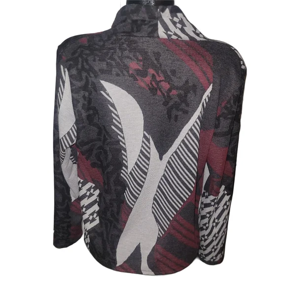 M.i.k.o Multi Color Patterned Cardigan With Off Center Button Closure L - Picture 6 of 7